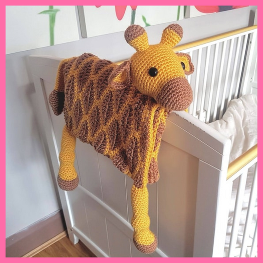 3in1 Safari Giraffe Folding Baby Blanket Crochet Pattern