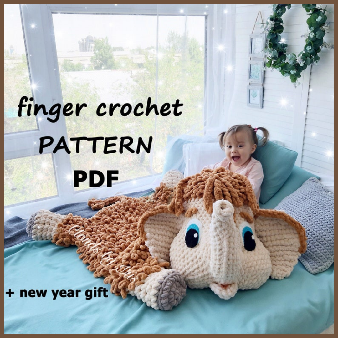 Finger Crochet Pattern mat/pillow - Mammoth Tim