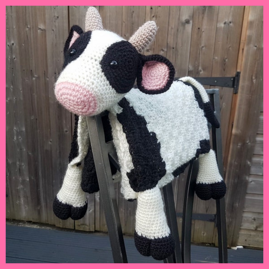 3in1 Farm Cow Folding Baby Blanket Crochet Pattern