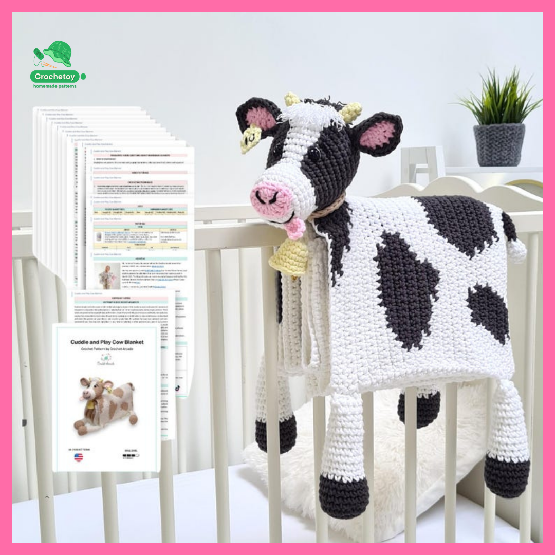 Cuddle and Play COW crochet blanket pattern