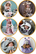 All in 1 - HOODED ANIMAL BLANKETS CROCHET PATTERNS